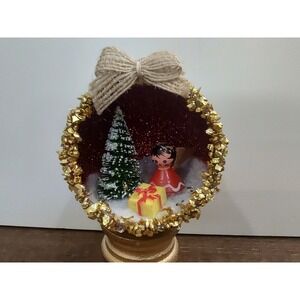 Angel Christmas Ornament Handmade Vtg Style OOAK Shatterproof Diorama Scene O7